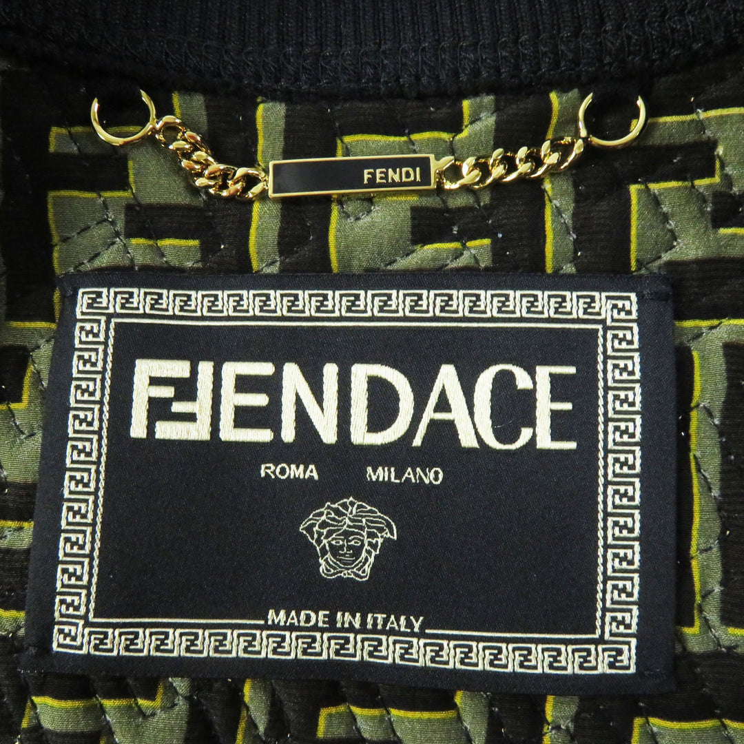 FENDI Blouson FJ7258 Outer: 100% silk, Filling: 69% polyester, Filling: 27% nylon, Filling: 4% polyurethane, Lining: 100% silk Black type Multi Women 40 Used Authentic