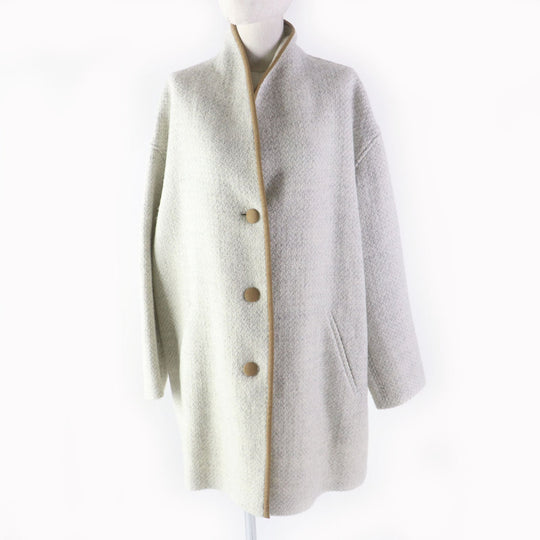 ISABEL MARANT coat Main: 100% wool, Part: 100% cotton, Bias tape: 60% polyester, 40% polyurethane CHALK JELANYO Women 36 Used Authentic