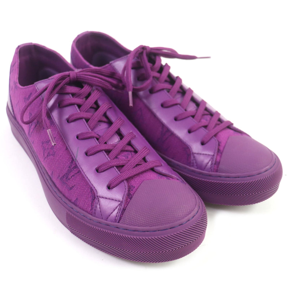 LOUIS VUITTON Low cut sneakers Part: Canvas, Part: Leather purple Tattoo line mens 7 Used Authentic