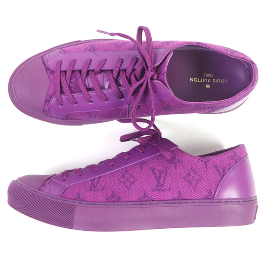 LOUIS VUITTON Low cut sneakers Part: Canvas, Part: Leather purple Tattoo line mens 7 Used Authentic
