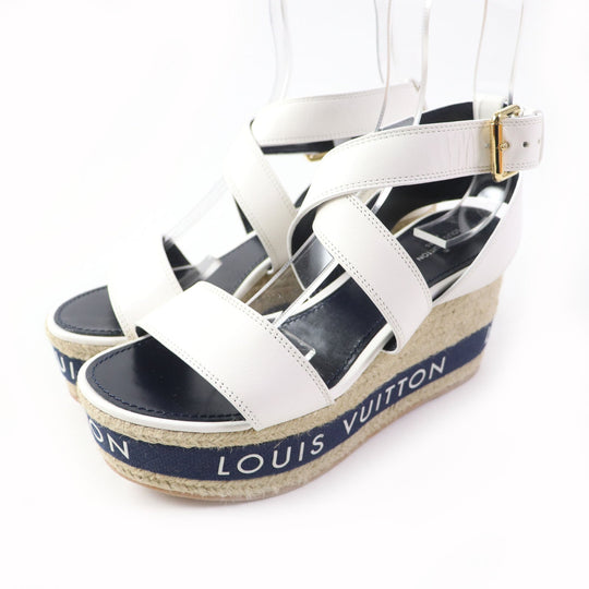 LOUIS VUITTON Sandals Part: Leather white Boundary Line Women 37.5 Used Authentic