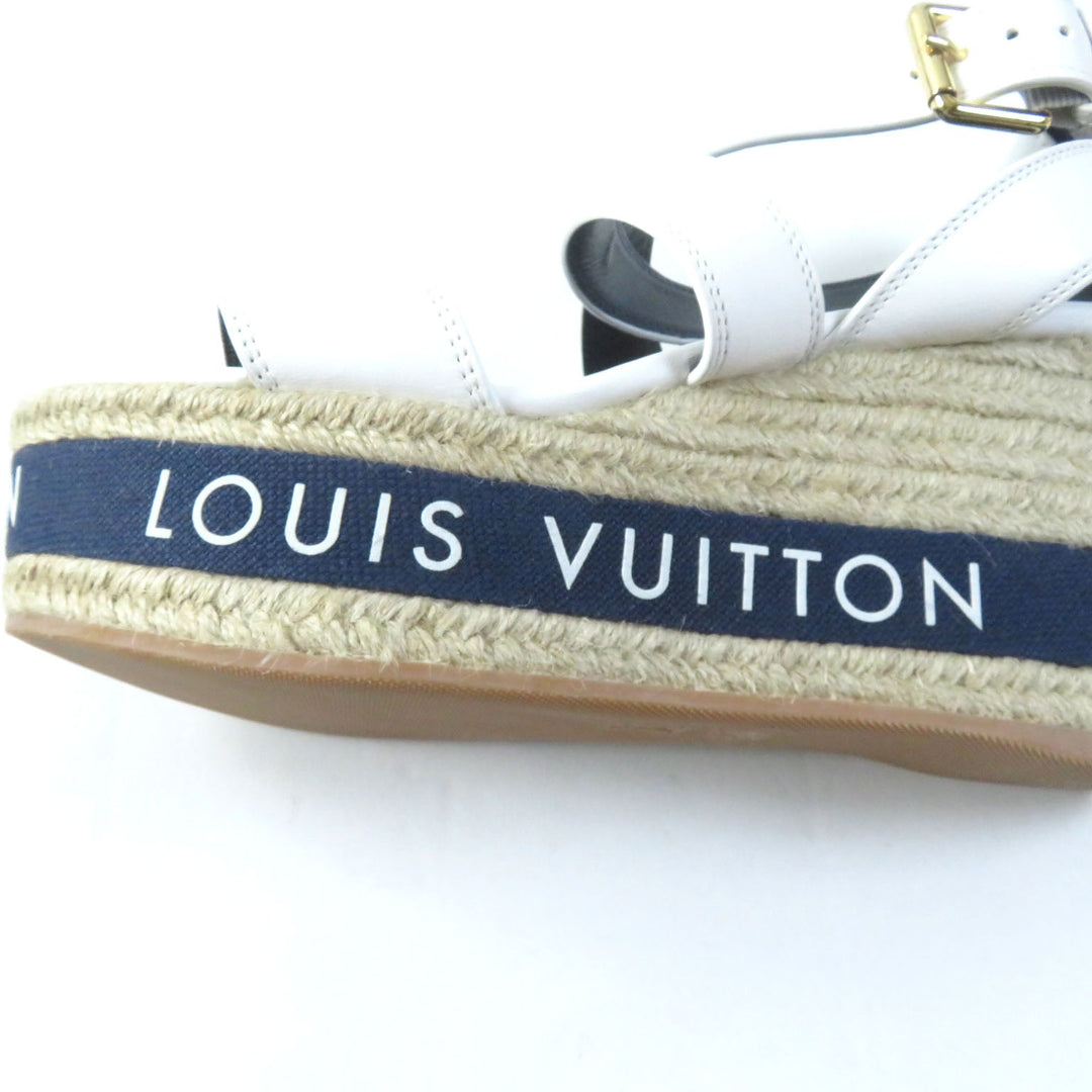 LOUIS VUITTON Sandals Part: Leather white Boundary Line Women 37.5 Used Authentic