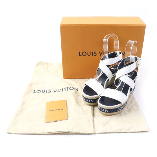 LOUIS VUITTON Sandals Part: Leather white Boundary Line Women 37.5 Used Authentic