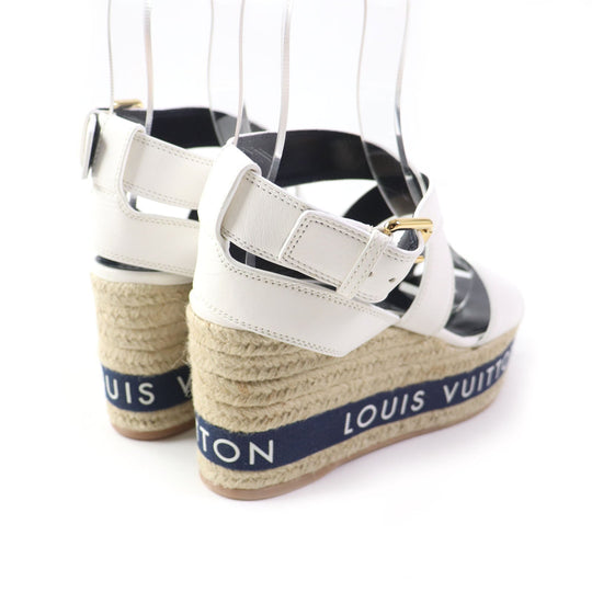 LOUIS VUITTON Sandals Part: Leather white Boundary Line Women 37.5 Used Authentic