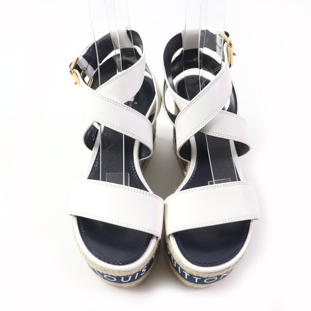 LOUIS VUITTON Sandals Part: Leather white Boundary Line Women 37.5 Used Authentic
