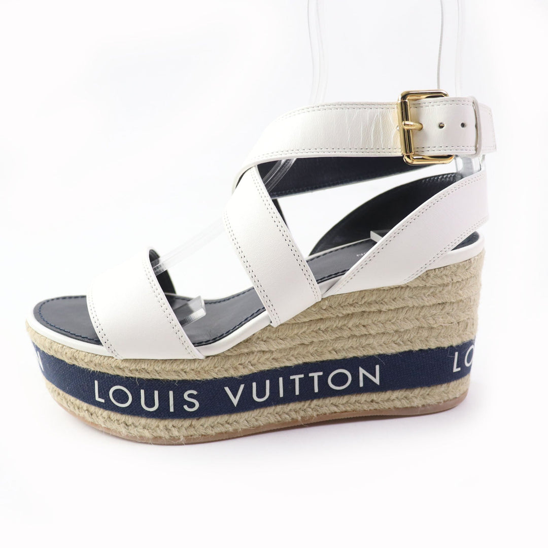 LOUIS VUITTON Sandals Part: Leather white Boundary Line Women 37.5 Used Authentic
