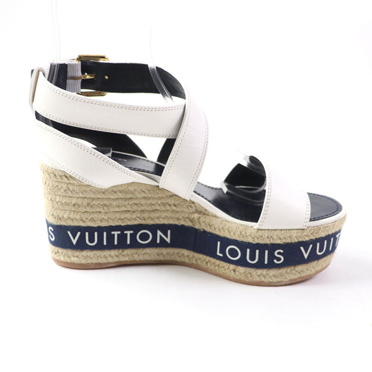 LOUIS VUITTON Sandals Part: Leather white Boundary Line Women 37.5 Used Authentic