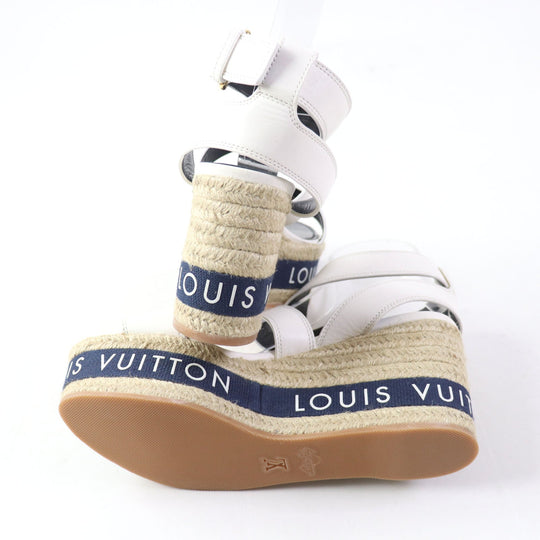 LOUIS VUITTON Sandals Part: Leather white Boundary Line Women 37.5 Used Authentic