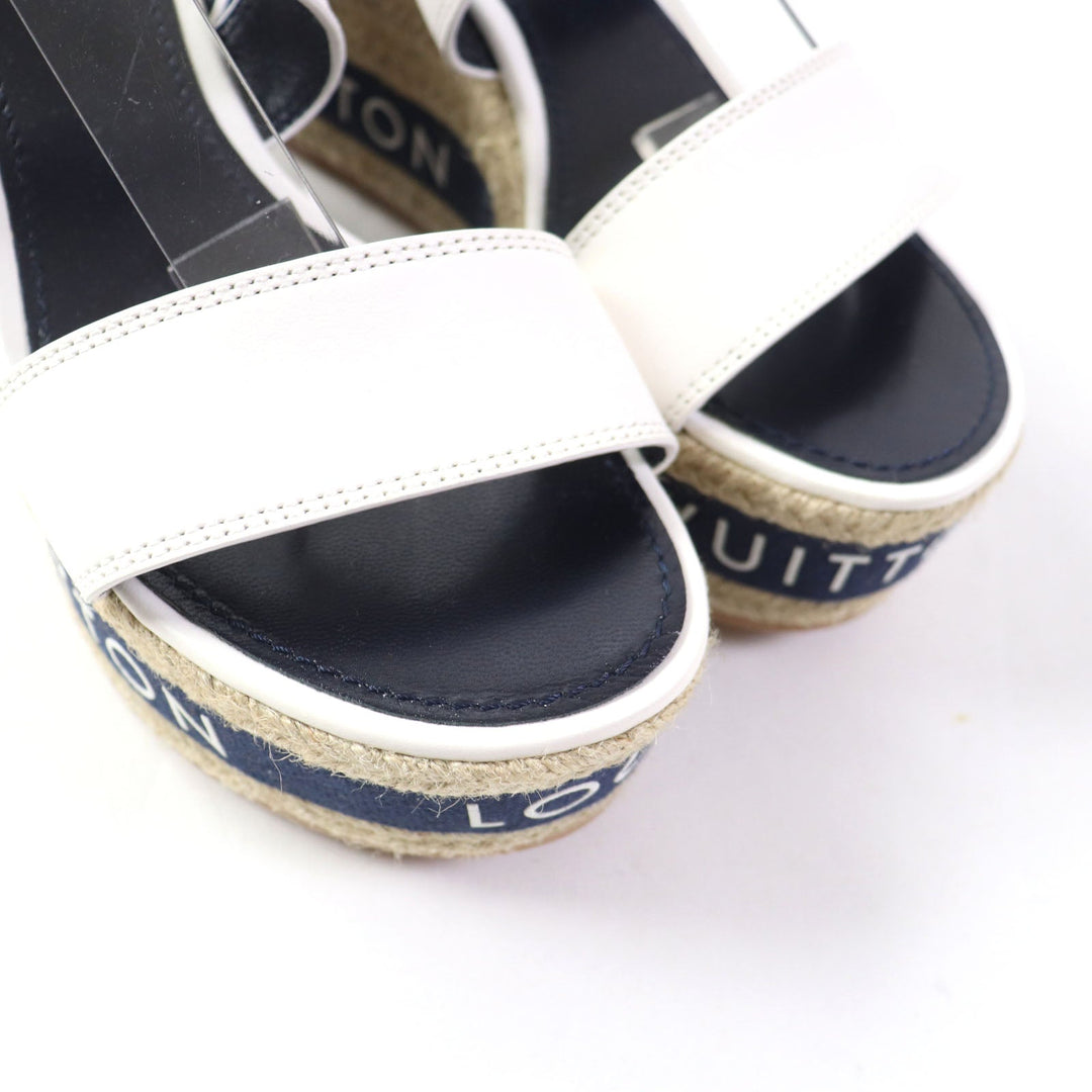 LOUIS VUITTON Sandals Part: Leather white Boundary Line Women 37.5 Used Authentic
