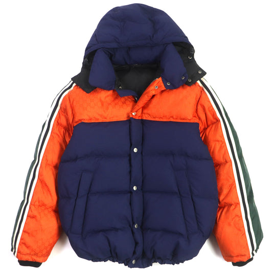 GUCCI Down jacket 598728 Outer: 100% nylon, Part: 100% nylon, Lining: 100% nylon, Filling: 100% polyester, Rib part: 100% wool, Filling: 90% down, 10% feather Orange navy mens 46 Used Authentic