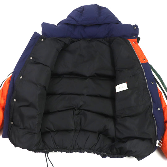 GUCCI Down jacket 598728 Outer: 100% nylon, Part: 100% nylon, Lining: 100% nylon, Filling: 100% polyester, Rib part: 100% wool, Filling: 90% down, 10% feather Orange navy mens 46 Used Authentic