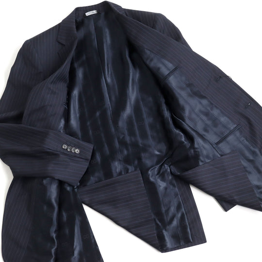 DOLCE&GABBANA suit Q169MC/FR2MM Main: 100% virgin wool Navy Stripe Pattern mens 46 Used Authentic