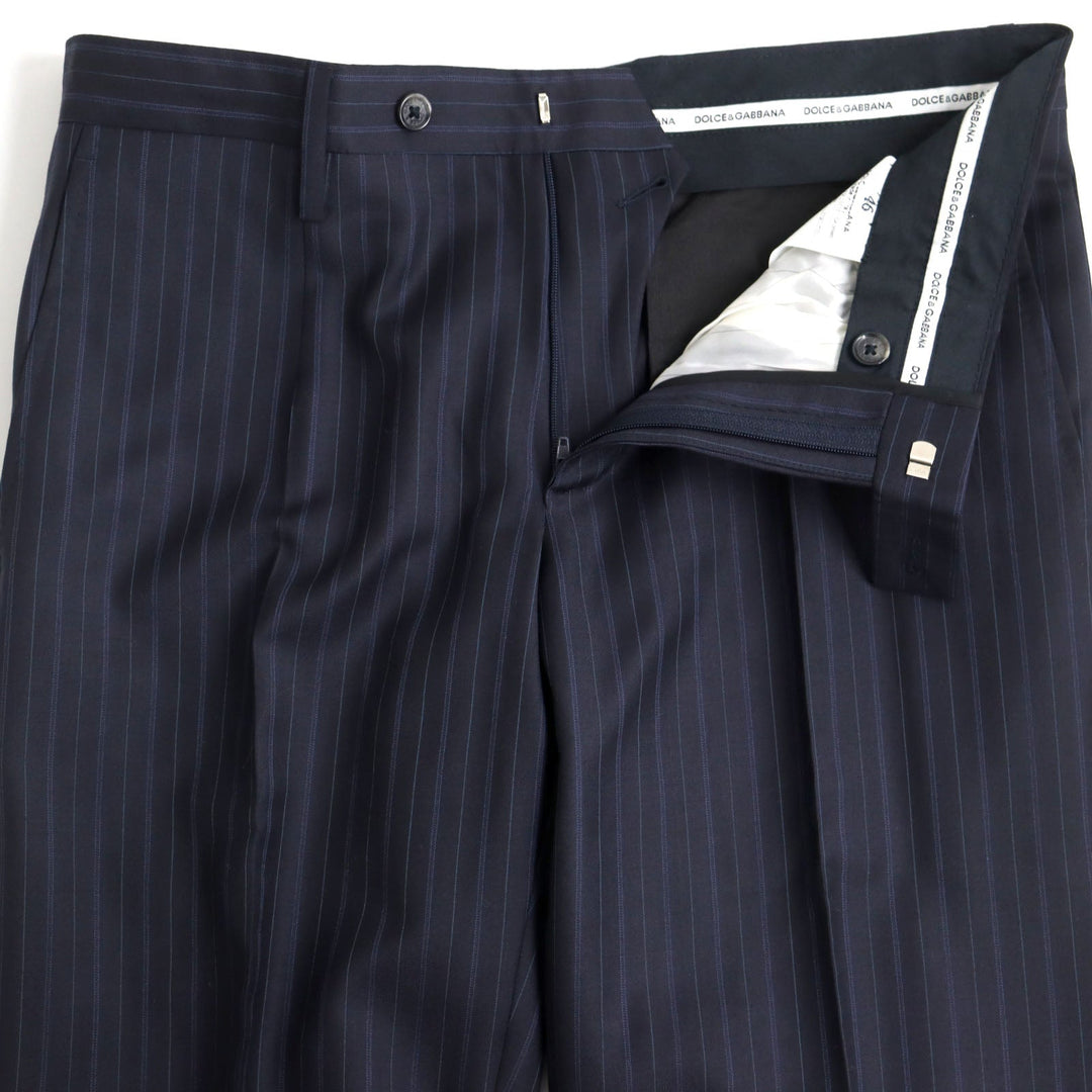 DOLCE&GABBANA suit Q169MC/FR2MM Main: 100% virgin wool Navy Stripe Pattern mens 46 Used Authentic