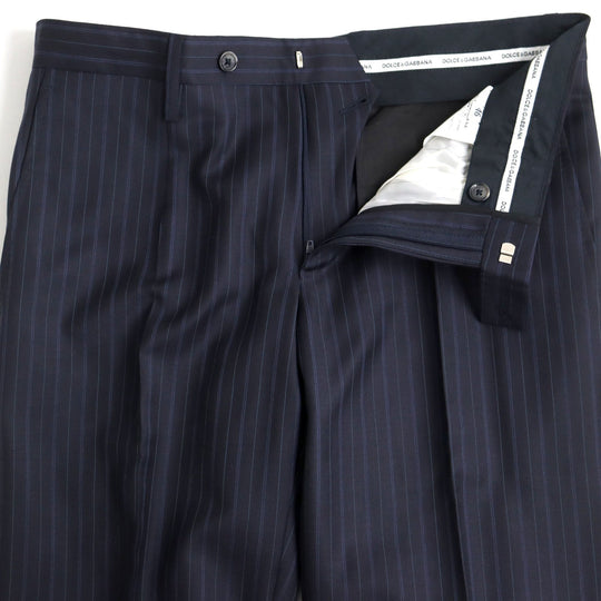 DOLCE&GABBANA suit Q169MC/FR2MM Main: 100% virgin wool Navy Stripe Pattern mens 46 Used Authentic
