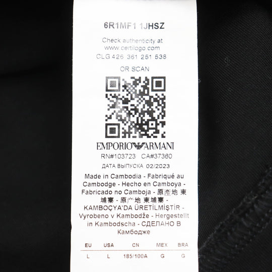 EMPORIO ARMANI Track jacket 6R1MF1 1JHSZ Outer: 76% cotton, Outer: 48% polyester, Outer: 6% elastane (polyurethane), Lining: 100% polyester black mens L Used Authentic