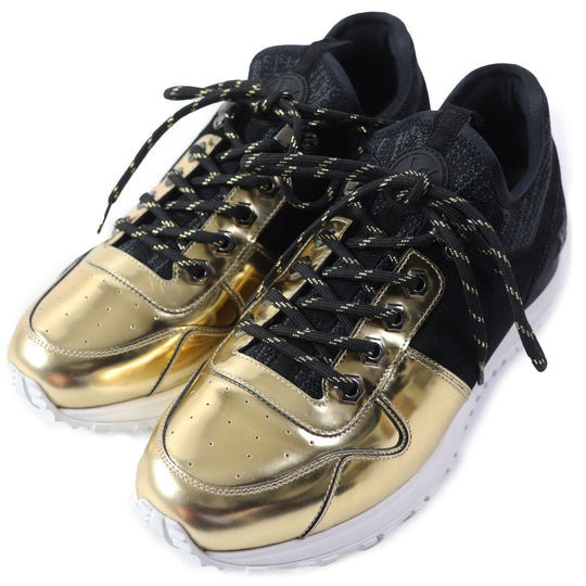 LOUIS VUITTON Low cut sneakers Main: Leather, Main: Suede Black gold Runaway line mens 5 Used Authentic