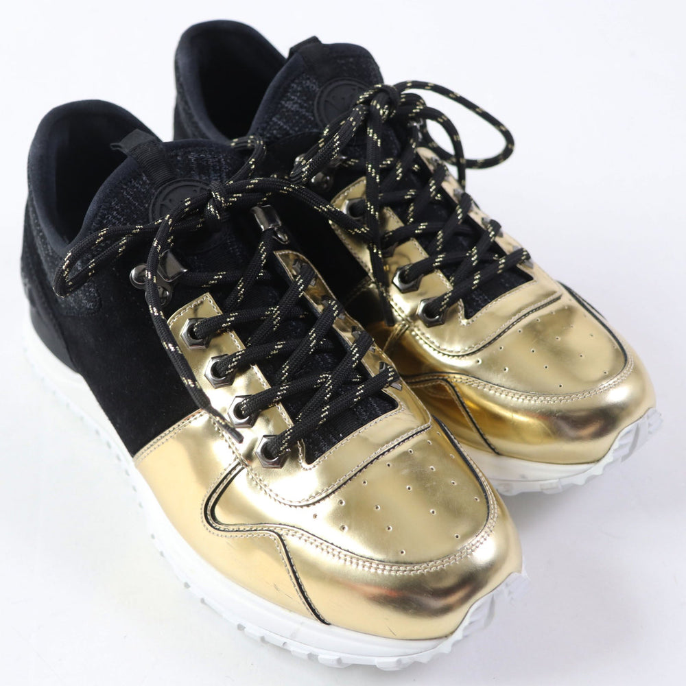 LOUIS VUITTON Low cut sneakers Main: Leather, Main: Suede Black gold Runaway line mens 5 Used Authentic