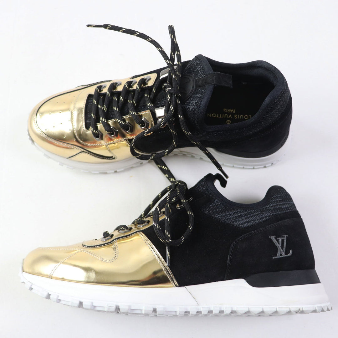 LOUIS VUITTON Low cut sneakers Main: Leather, Main: Suede Black gold Runaway line mens 5 Used Authentic