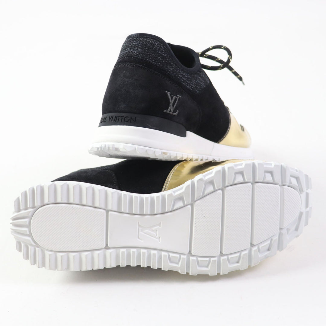 LOUIS VUITTON Low cut sneakers Main: Leather, Main: Suede Black gold Runaway line mens 5 Used Authentic