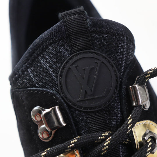 LOUIS VUITTON Low cut sneakers Main: Leather, Main: Suede Black gold Runaway line mens 5 Used Authentic