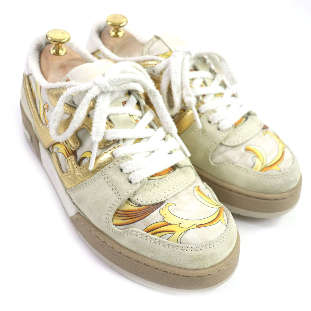 FENDI Low cut sneakers 7E1538 Main: Suede Beige gold MATCH mens 6 Used Authentic