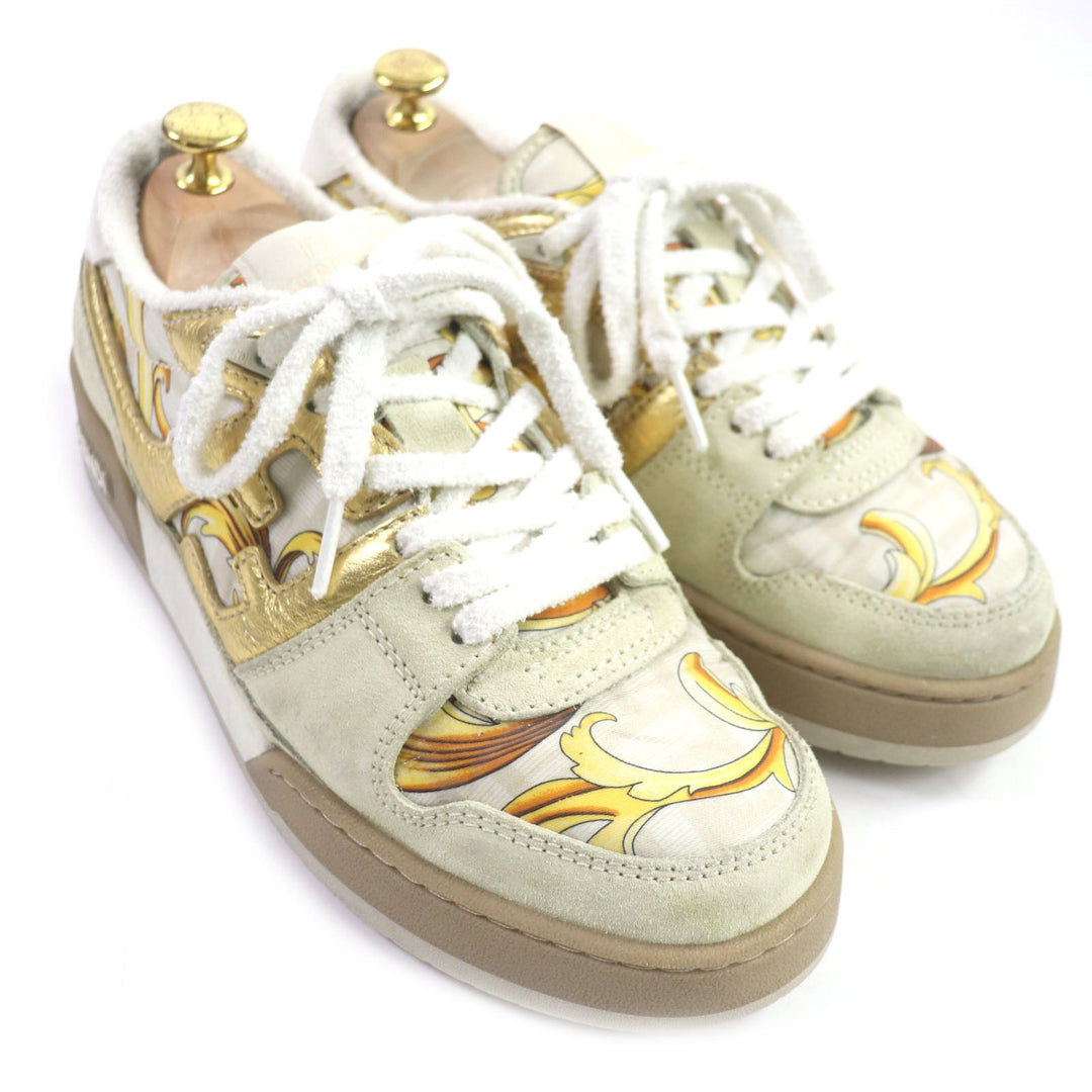 FENDI Low cut sneakers 7E1538 Main: Suede Beige gold MATCH mens 6 Used Authentic
