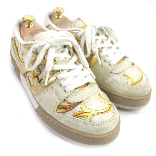 FENDI Low cut sneakers 7E1538 Main: Suede Beige gold MATCH mens 6 Used Authentic