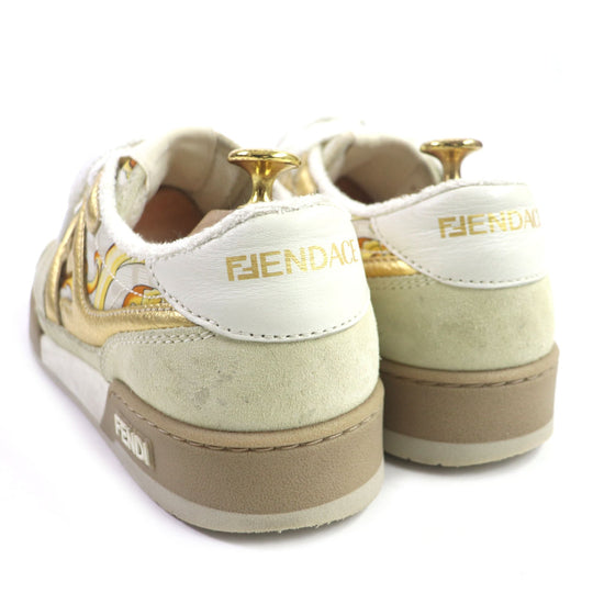 FENDI Low cut sneakers 7E1538 Main: Suede Beige gold MATCH mens 6 Used Authentic