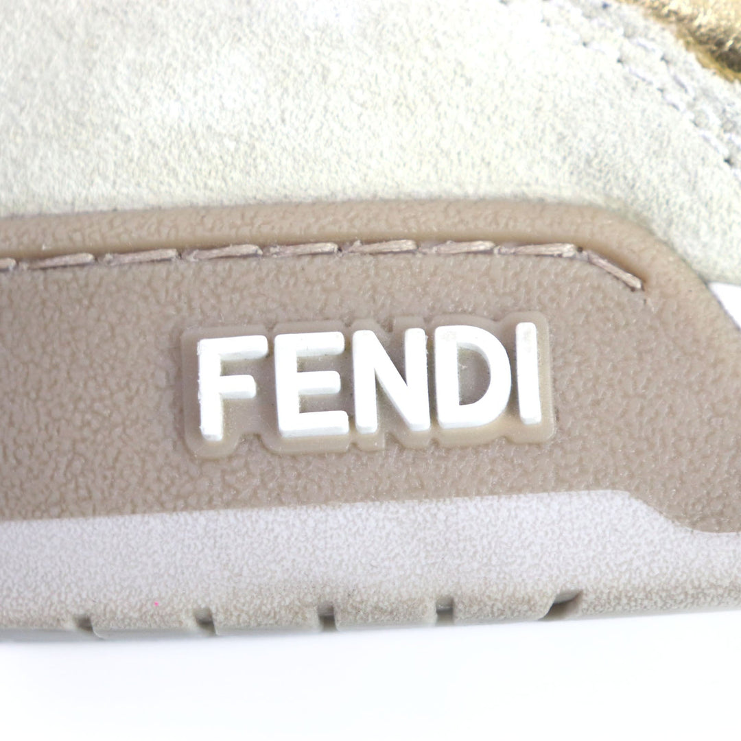 FENDI Low cut sneakers 7E1538 Main: Suede Beige gold MATCH mens 6 Used Authentic