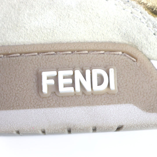 FENDI Low cut sneakers 7E1538 Main: Suede Beige gold MATCH mens 6 Used Authentic
