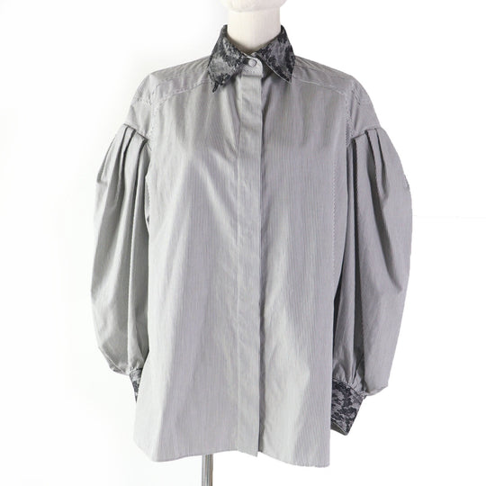 FENDI Long sleeve shirt Main: 100% cotton, some: 51% nylon, some: 27% rayon, some: 22% cotton Black Grey Women 36 Used Authentic