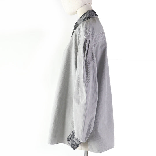 FENDI Long sleeve shirt Main: 100% cotton, some: 51% nylon, some: 27% rayon, some: 22% cotton Black Grey Women 36 Used Authentic