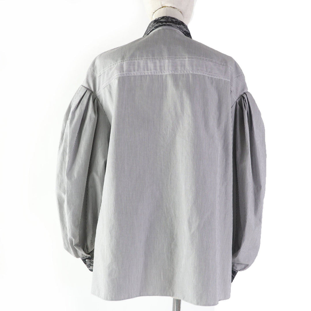 FENDI Long sleeve shirt Main: 100% cotton, some: 51% nylon, some: 27% rayon, some: 22% cotton Black Grey Women 36 Used Authentic