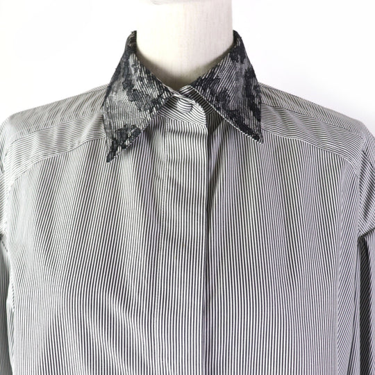 FENDI Long sleeve shirt Main: 100% cotton, some: 51% nylon, some: 27% rayon, some: 22% cotton Black Grey Women 36 Used Authentic