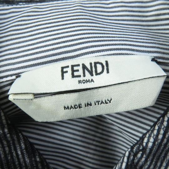 FENDI Long sleeve shirt Main: 100% cotton, some: 51% nylon, some: 27% rayon, some: 22% cotton Black Grey Women 36 Used Authentic
