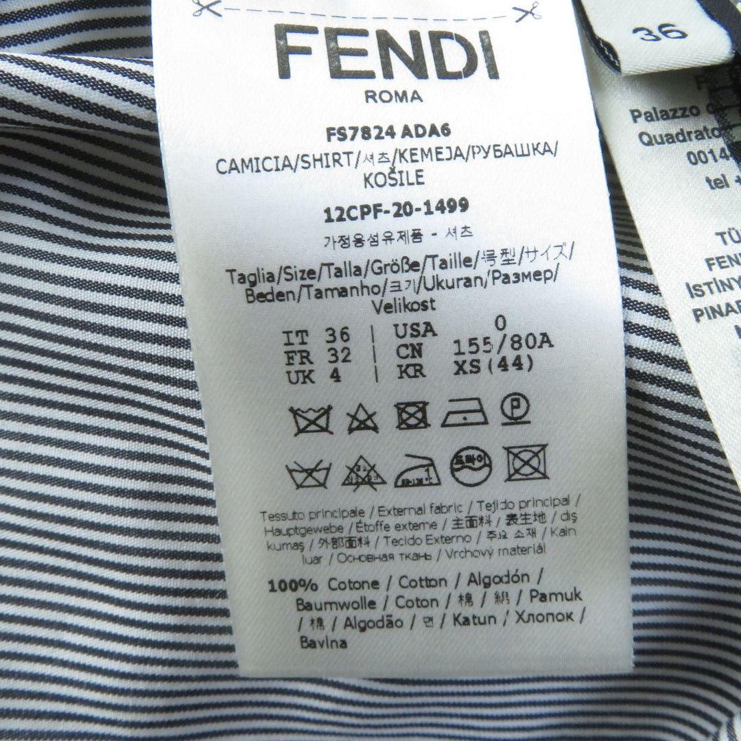 FENDI Long sleeve shirt Main: 100% cotton, some: 51% nylon, some: 27% rayon, some: 22% cotton Black Grey Women 36 Used Authentic
