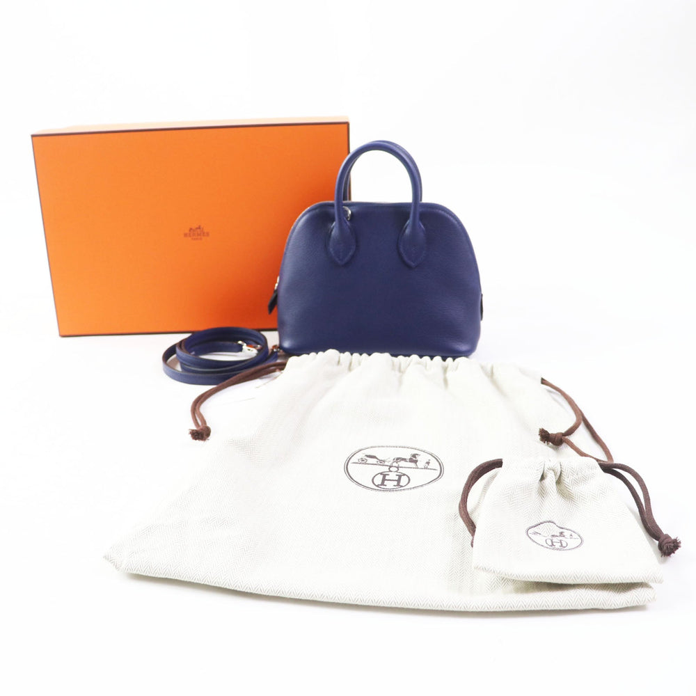 HERMES Shoulder Bag Evercolor Blue Saphir Blue Zellige Bolide 1923 Mini Verso Women Used Authentic
