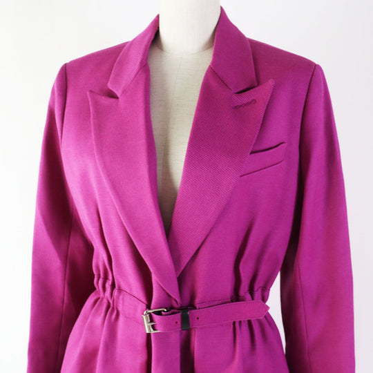 LOUIS VUITTON coat Outer: 60% silk, Outer: 24% wool, Outer: 16% nylon, Lining: 50% rayon, Lining: 50% cupra, Polyurethane coating purple Women 38 Used Authentic