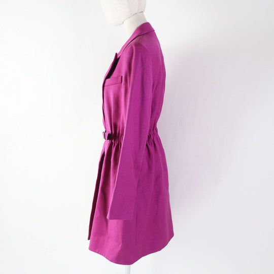LOUIS VUITTON coat Outer: 60% silk, Outer: 24% wool, Outer: 16% nylon, Lining: 50% rayon, Lining: 50% cupra, Polyurethane coating purple Women 38 Used Authentic