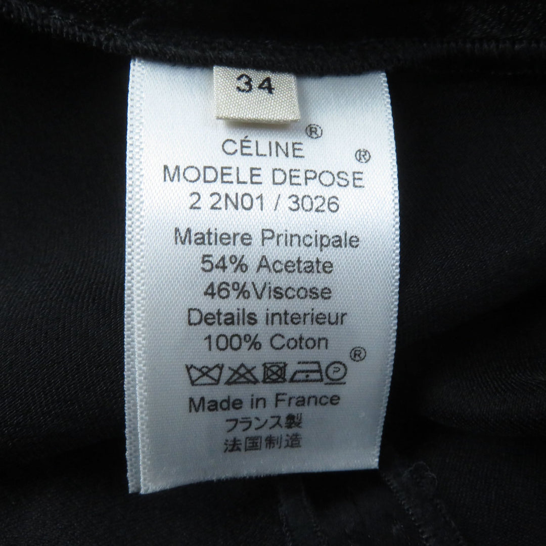 CELINE flare skirt 2 2N01 Outer: 54% acetate, Outer: 46% rayon, Lining: 100% cotton black Women 34 Used Authentic