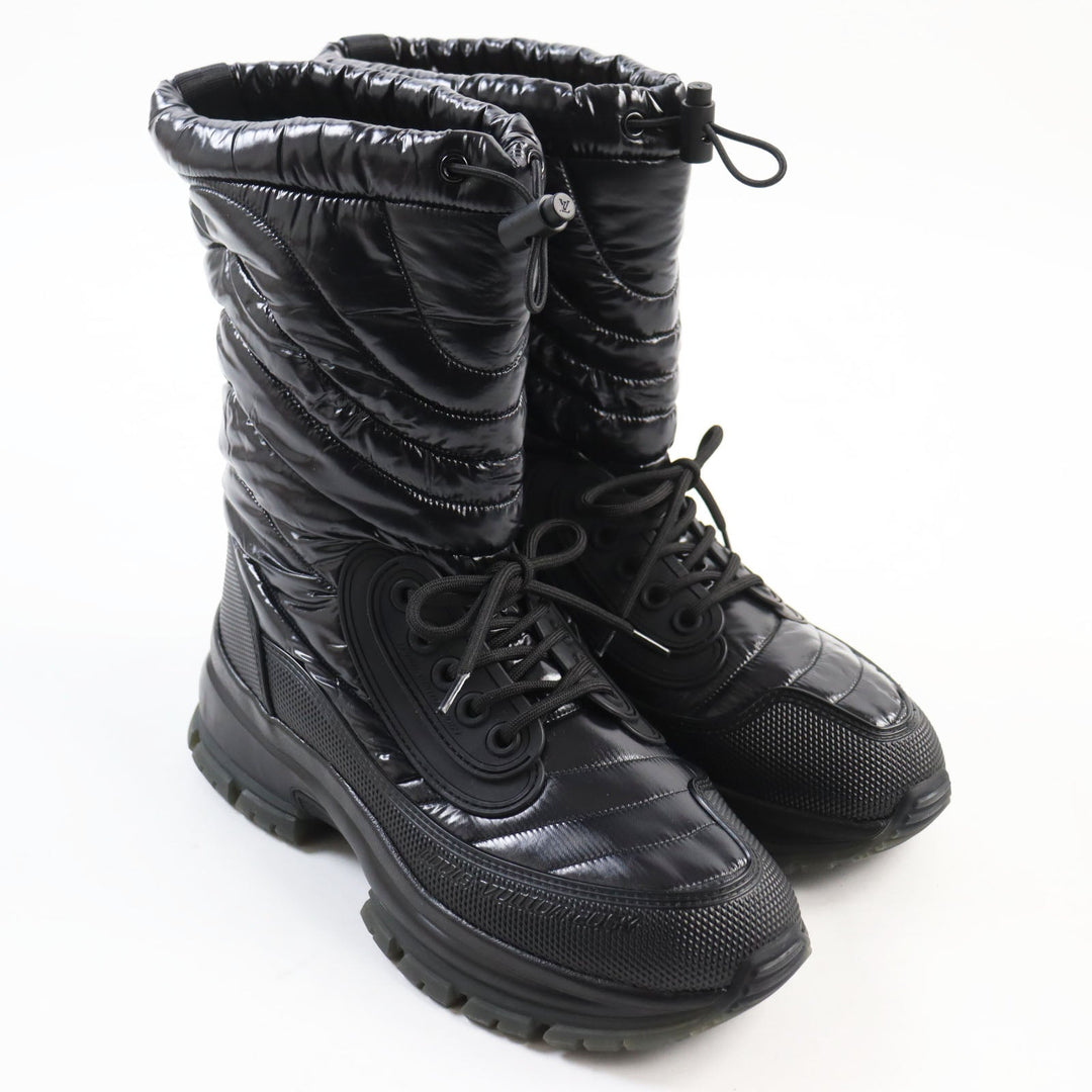 LOUIS VUITTON boots Nylon, Rubber black 2054 lines mens 7 Used Authentic