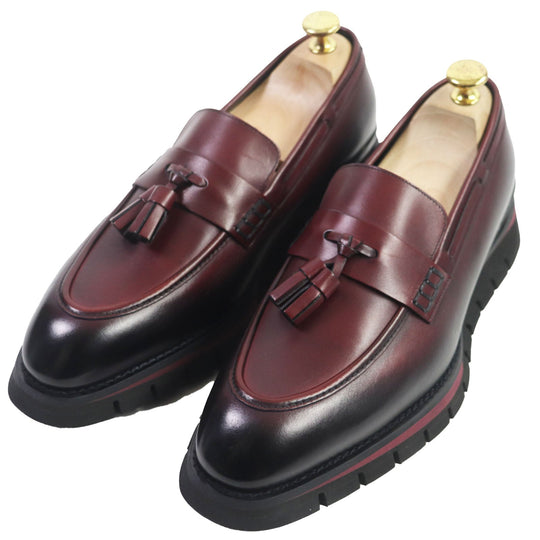 LOUIS VUITTON loafers Main: Leather Bordeaux Black Goncourt Line mens 6 Used Authentic