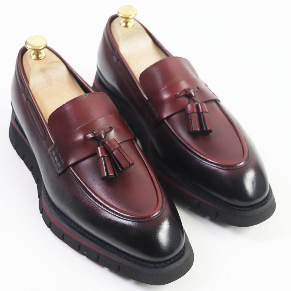 LOUIS VUITTON loafers Main: Leather Bordeaux Black Goncourt Line mens 6 Used Authentic