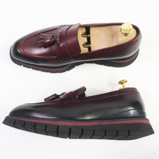 LOUIS VUITTON loafers Main: Leather Bordeaux Black Goncourt Line mens 6 Used Authentic