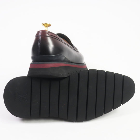 LOUIS VUITTON loafers Main: Leather Bordeaux Black Goncourt Line mens 6 Used Authentic