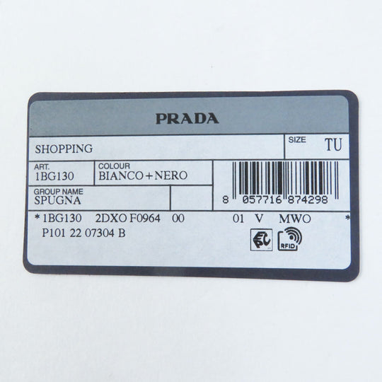 PRADA Tote Bag 1BG130 Terry (pile fabric) White Black , BIANCO NERO SPUGNA Women Used Authentic