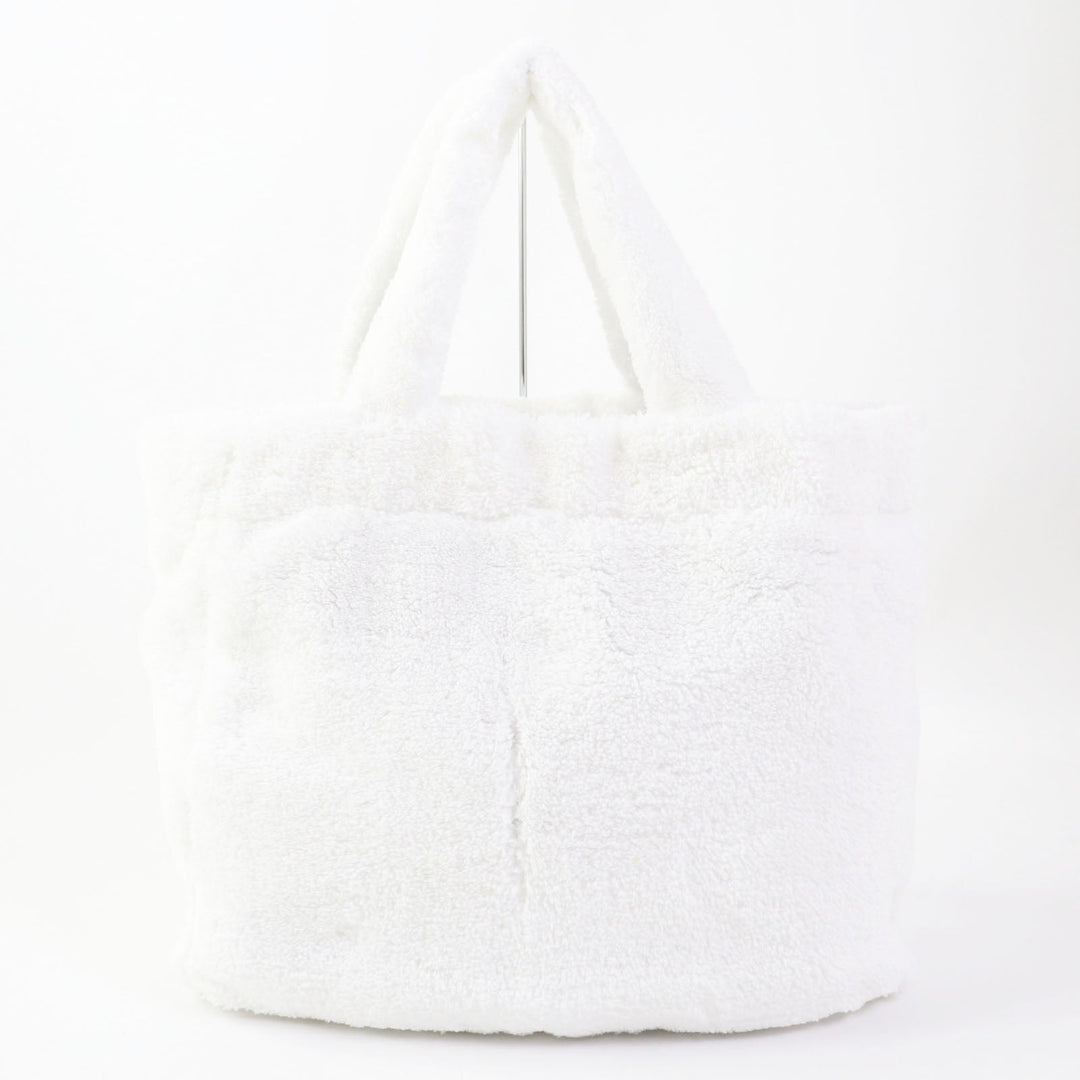 PRADA Tote Bag 1BG130 Terry (pile fabric) White Black , BIANCO NERO SPUGNA Women Used Authentic