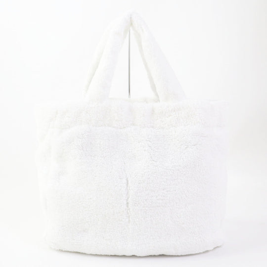 PRADA Tote Bag 1BG130 Terry (pile fabric) White Black , BIANCO NERO SPUGNA Women Used Authentic