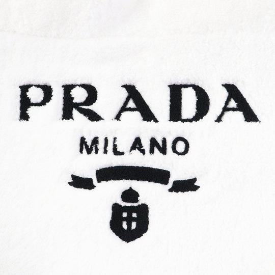 PRADA Tote Bag 1BG130 Terry (pile fabric) White Black , BIANCO NERO SPUGNA Women Used Authentic