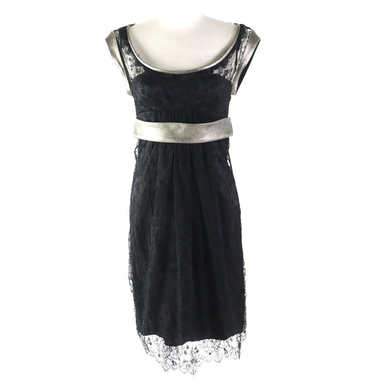 DOLCE&GABBANA one piece Outer: 50% rayon, 40% nylon, 10% lambskin; Lining: 100% silk Black Silver Women 38 Used Authentic